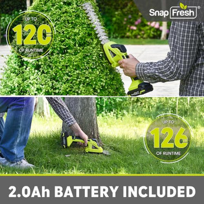 SnapFresh 20V Cordless 2-in-1 Hedge Trimmer & Grass Shears - color: Light Green