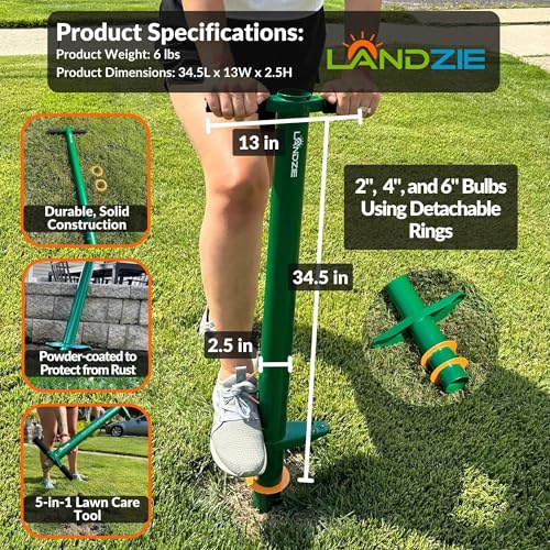 Landzie Grass Plugger Tool, Manual Sod Cutter & Bulb Planter
