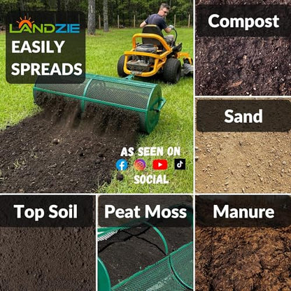 Compost Spreader 60 Inch Tow Behind, Peat Moss Roller - Landzie - size: 60 Inches