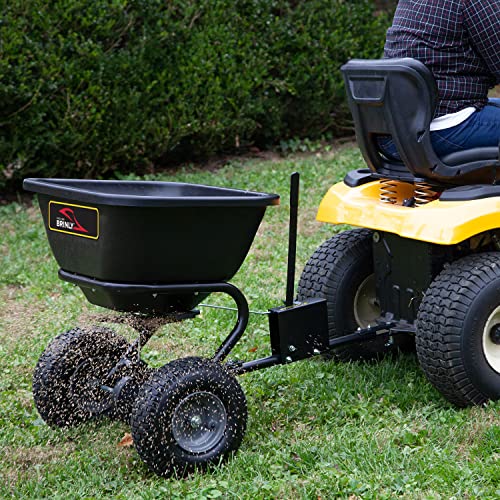 Brinly BS26BH-A Tow Behind Broadcast Spreader with Universal Hitch, 125 lb. - Flat Black - color: Flat Black