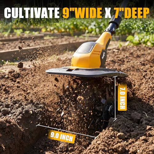 Cordless Tiller Cultivator Compatible with DEWALT 20V Battery (Tool Only)