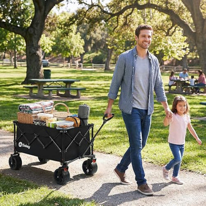 Sekey 250L Beach Wagon, 400 lb Capacity, Foldable, All-Terrain Wheels - color: Black