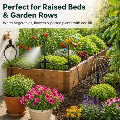 200FT 5/16" Drip Irrigation Kit, 36 Emitters for Raised Beds - size: 200FT / 36 Emitters