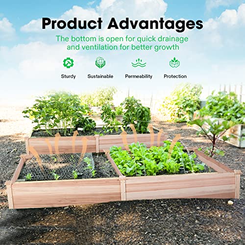 VIVOSUN 8×2Ft Wooden Raised Garden Bed, 97 x 25 x 11 Inches, Outdoor Wood Planter Box with Gloves and a Liner for Garden, Patio, Balcony, Backyard and Outdoors (Pack of 2) - size: 97 x 25 x 11 Inches (Pack of 2)