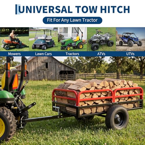 Garvee 1500 lbs ATV UTV Trailer, Pull Behind Dump Cart Lawn Mower Trailer - color: Red