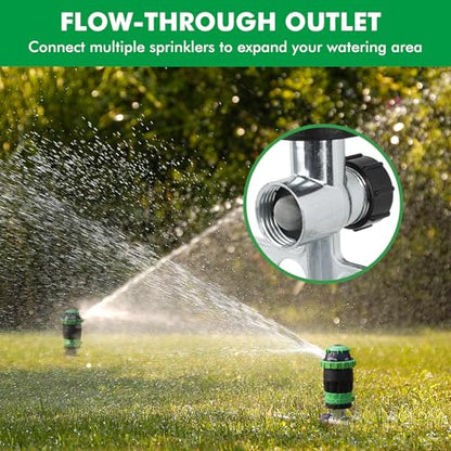 RESTMO Gear Drive Sprinkler with Metal T-Spike Base,Green - color: Green, size: 1 Pack