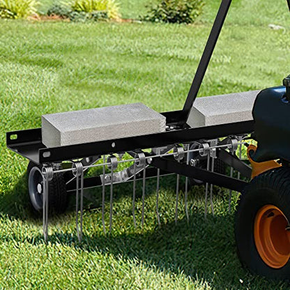 YITAMOTOR 40" Tow Behind Pine Needles Rake with 20 Spring Steel Tines