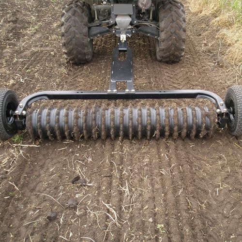 Field Tuff 48 Inch Cultipacker 3 Point Hitch Black Durable Agricultural Implement for Soil Preparation and Seed Bed Firming, Black