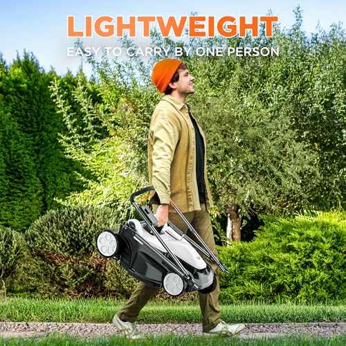 Litheli 16 Inch Lawn Mower 2 x 20V Brushless Electric Mowers for Garden Yards, Lightweight Cordless Lawnmower with 6-Position Height Adjustment, 2 x 4.0Ah Battery Include - size: 16 Inch(2x4Ah)