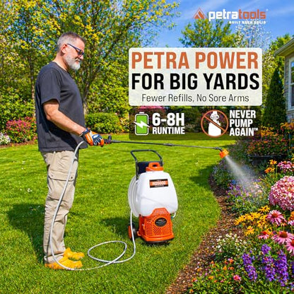 PetraTools Battery Powered Backpack Sprayer w/Cart & 100ft Commercial Hose - style: HD5000