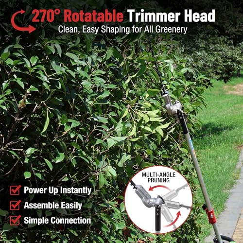 33CC Gas String Trimmer Brush Cutter 2 Cycle Multifunctional Pole Saw Hedge Trimmer Attachments EPA Compliant Aircooled Shoulder Strap Lawn Garden Tool