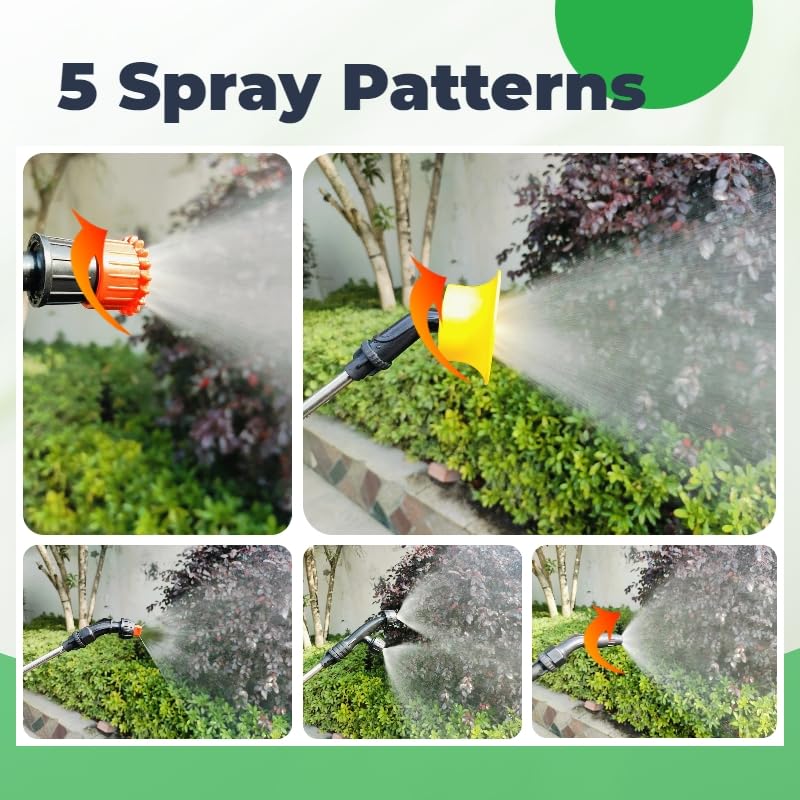 31" Telescoping Sprayer Wand Kit - 5 Interchangeable Nozzles, Stainless Steel with 2 Brass Barbs, 2 Clamps & Teflon Tape for Garden/Agriculture/Car Washing