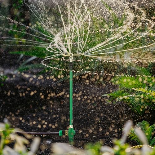 RESTMO 2 Pack 3-Arm Sprinklers for Yard with Adjustable Telescoping Base - size: 2 Pack