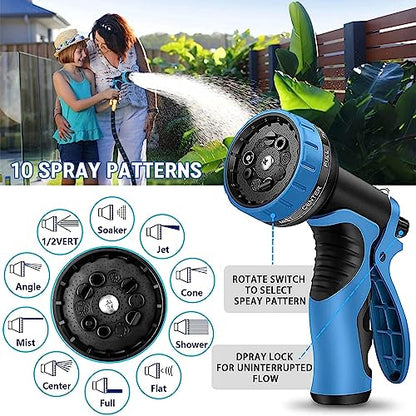100 ft Expandable Garden Hose - Kink Free Flexible Water Hose 100ft with 10 Pattern Spray Nozzle, 3/4 Solid Brass Connectors, Retractable Latex Core - Lightweight Expanding Hose - size: 100FT