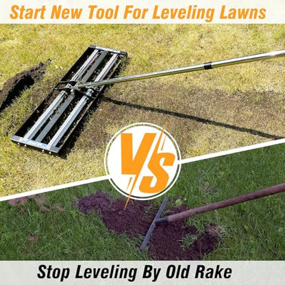 Updated Lawn Leveling Rake 40"x10", Yard Leveling Rake with Aluminum Roller - size: 40''x10'' Black