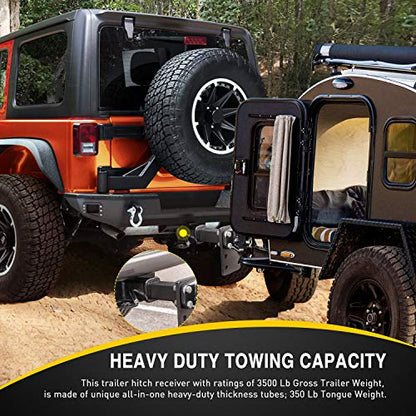 Nilight - JK-61A 2" inch Rear Bumper Tow Trailer Hitch Receiver Kit, Compatible for 2007-2018 Jeep Wrangler JK 4 Door & 2 Unlimited, w/4-Pin Wiring Harness (Exclude JL Models) - color: JK 2007-2018 Tow Hitch Receiver