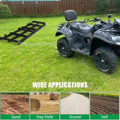 48*20inch Drag Harrow, Tow Behind Drag Harrow, Adjustable Bars&72in Chain - size: 48*20 inch