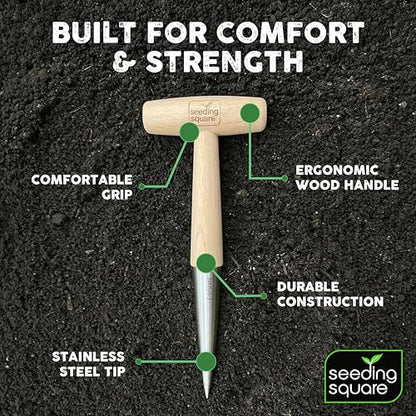 Row Seeder + Pokey Planter + Sneaky Weeder Bundle – Garden Row Maker, Dibber Tool & Hand Weeding Tool for Easy Planting & Maintenance