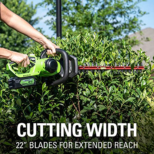 Greenworks 24V 22" Cordless Laser Cut Hedge Trimmer, Tool Only - size: 22 in, style: Tool Only