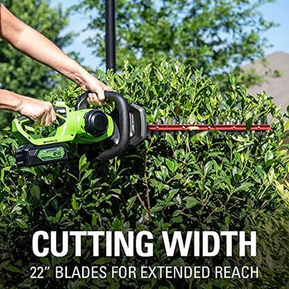 Greenworks 24V 22" Cordless Laser Cut Hedge Trimmer, Tool Only - size: 22 in, style: Tool Only