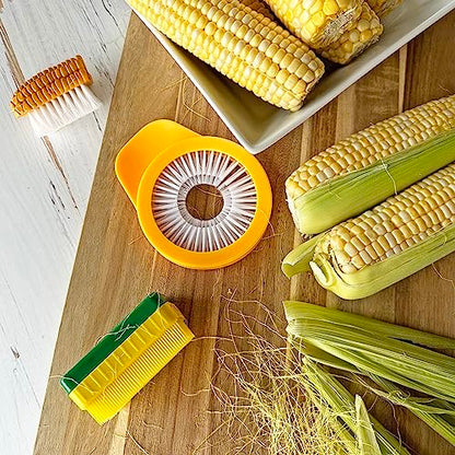 R&M Corn De-Silking Brush – Easy Corn Silk Remover with Stiff Bristles, Handheld Vegetable Cleaning Tool for Fresh Corn on the Cob