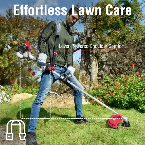 PowerSmart 25.4cc Gas Weed Wacker, String Trimmer/Edger 16-Inch with 10-Inch Brush Cutter Shoulder Strap