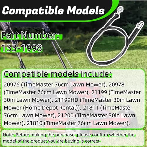 133-1998 Brake Cable for Toro 30" TimeMaster Lawn Mowers - size: 133-1998