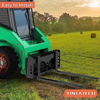YINTATECH 2500lbs Pallet Fork Frame, Skid Steer Pallet Fork Frame for Kubota Bobcat Skid Steer Loaders Tractors