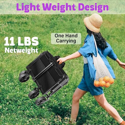 Wagons Cart Foldable, 280 lbs Collapsible Wagon with Wheels for Camping - size: 280LBS
