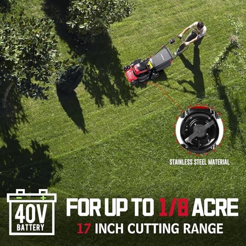 40V Electric Lawn Mower, 17" Brushless Push Lawn Mower