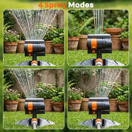 16-Nozzle Oscillating Sprinkler for Yard Large Area, Lawn sprinklers with Adjustable Spray Width & Oscillation Range & Water Flow, Covers up to 2,700 sq. ft