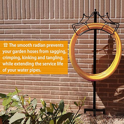 Garbuildman Garden Hose Holder with 3 Spikes, Freestanding Metal Hose Stand for Outdoor Garden, Detachable Hose Storage Rack for Lawn & Yard, Crown Black - size: 3-Spike Crown