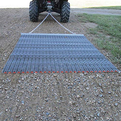 Yard Tuff 455TBDM ATV/UTV 5 Feet by 4.5 Feet Zinc and Steel Field Surface Leveling Drag Mat with Tow Chain and Tow Ring for Lawn, Silver - size: 4.5 x 5'