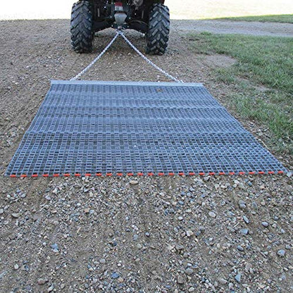 Yard Tuff 455TBDM ATV/UTV 5 Feet by 4.5 Feet Zinc and Steel Field Surface Leveling Drag Mat with Tow Chain and Tow Ring for Lawn, Silver - size: 4.5 x 5'