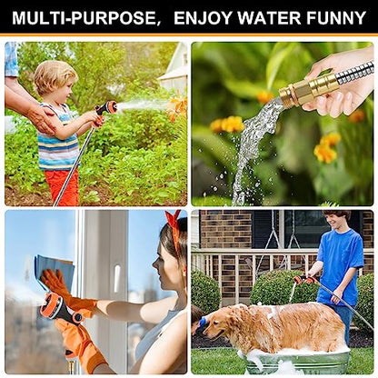 Metal Garden Hose 25ft Copper Bullet, Heavy Duty Stainless Steel Water Hose with 10 Function Sprayer Nozzle, Leaf-Proof Kink Free Lightweight for Outdoor,Yard,Lawn,Patio, Car - size: 25ft