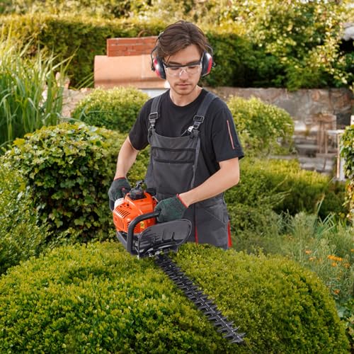 VEVOR Gas Hedge Trimmer 2 Cycle, 23.2-Inch 26cc Dual Sided Blade, Handheld, Lightweight, EPA, CE, EMC Certified, Ideal for Trimming Shrubs and Bushes, Includes Blade Cover, Gloves and Ear Protectors - size: 26 cc