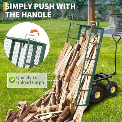 Garden Dump Cart with Removable Sidewalls - color: Green