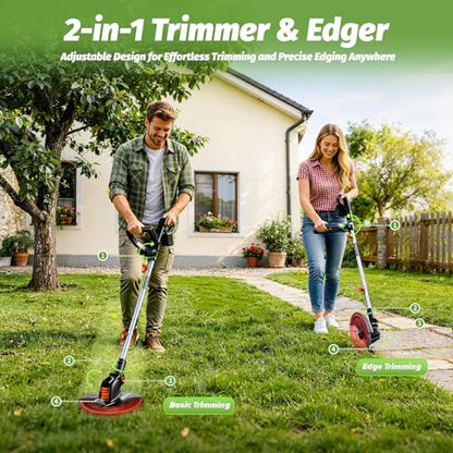 Battery Powered Weed Wacker Cordless Lightweight for Seniors & Small Lawns