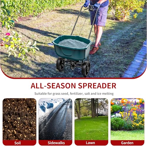 YITAMOTOR 60 lbs Walk Behind Broadcast Spreader, Push Fertilizer Spreader - size: 60lbs