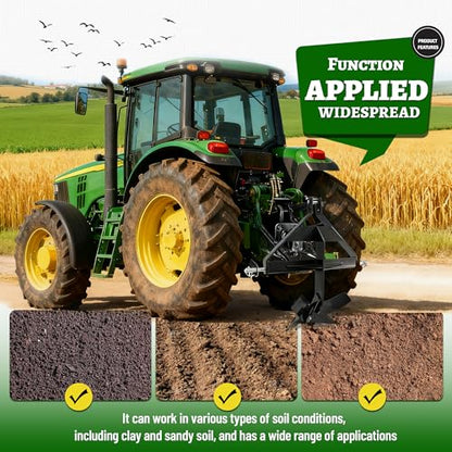 3 Middle Buster Plow Compatible with Category 1 3-Point Quick Hitch