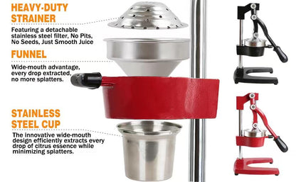 Kitchen Cast Iron Juicer - Easy-to-Clean Heavy-Duty Manual Juicer, Professional Citrus Juicer - Stainless Steel Lemon Squeezer - Manual Citrus Press & Orange Squeezer - Orange Juicer (Red) - color: Red