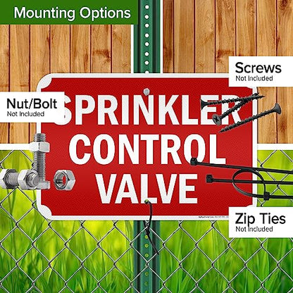 Sprinkler Control Valve Sign, 12x18 Inches, 3M EGP Reflective, Rust Free - size: 12x18 - Aluminum Reflective