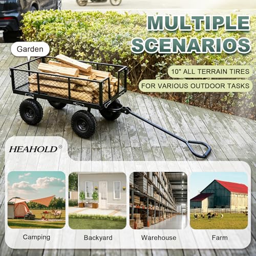 880lb Garden Wagon Steel Utility Cart Solid Wheels - size: 880LBS Cart