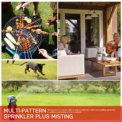 Eden 94150 Multi-Pattern Turbo Gear Drive Metal Tripod Sprinkler Plus One-Direction Misting System w/Quick Connect Starter Kit, 360 Degree Coverage - style: Upgraded Tripod