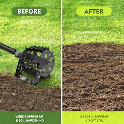 2-in-1 Heavy Duty Rotary Cultivator & Weeder，Hand Tiller，Tiller for Gardening，Garden Tools，Effortless Soil Aeration,Cultivation, Weed Removal for Garden, Lawn, Patio, Yard & Reseeding