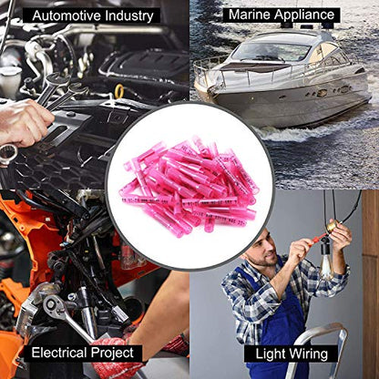500PCS Heat Shrink Butt Wire Connectors 22-16 AWG, Insulated Waterproof Electrical Wire Connectors Automotive Marine Grade Wire Crimp Terminals Butt Splices, Ideal for Boat, Truck, Red - size: 22-16 AWG - Red 500 PCS