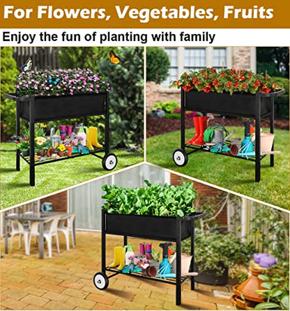 Koutemie Raised Garden Bed with Legs, Planter Box Outdoor with Wheels