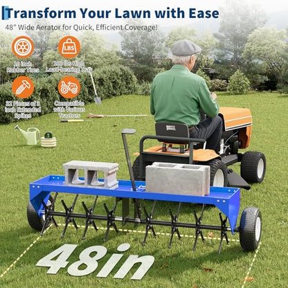 Tow Behind Lawn Aerator, 48" Plug Aerator, 100 Lb Weight Tray