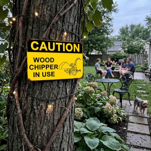 Caution Wood Chipper In Use Vintage Metal Signs 8x12 Inch
