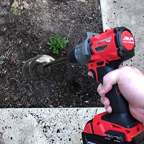 Linkhood Auger Drill Bit, Garden Plant Flower Bulb Auger Rapid Planter Bulb & Bedding Plant Auger for 3/8" Hex Drive Drill Earth Auger Drill Fence Post Umbrella Hole Digger(1.8x15 in/4.6 x37 cm)